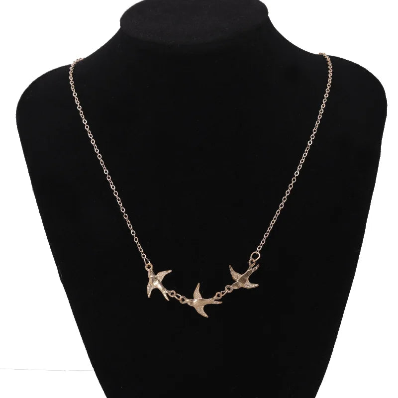 Punk Girl Necklace 2025 Fashion New Wild Temperament Simple Three Bird Necklace Women's Clothing Sale Tourquoise Necklace